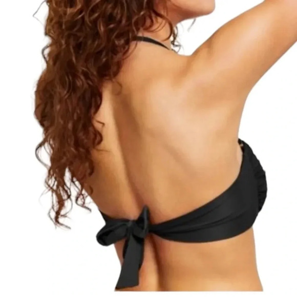 NWT Bar III Twist Bandeau Bikini Swim Top With Removable Straps Size S Black - Picture 4 of 13
